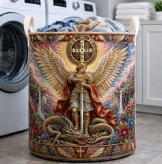 Angel And Dragon Quilted Laundry Basket Saint Michael Dragon Laundry Bin New Home Ideas