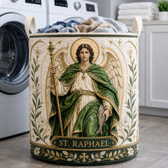 Angel Of Healing Quilted Laundry Basket St Raphael Angel Laundry Bin Home Gifts For Women