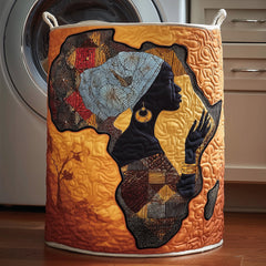 African Woman Silhouette Quilted Laundry Basket Africa Woman Hamper Gift For Sister Home Decor