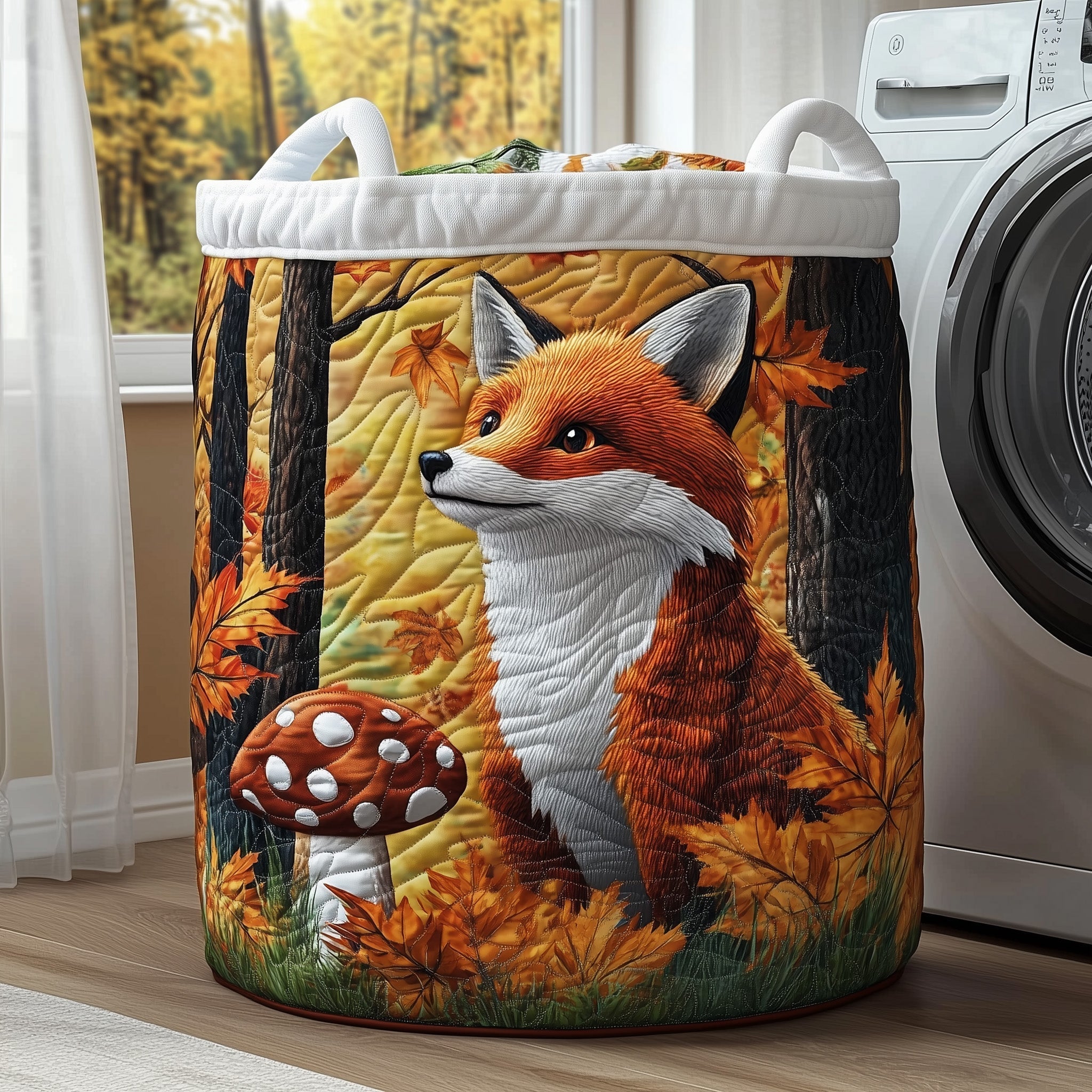 Autumn Forest Fox Quilted Laundry Basket Fox Lover Laundry Bin Home Decor Gifts For Her