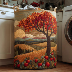 Autumn Harvest Scene Quilted Laundry Basket Apple Tree Lands Hamper Cool Room Decor Gifts