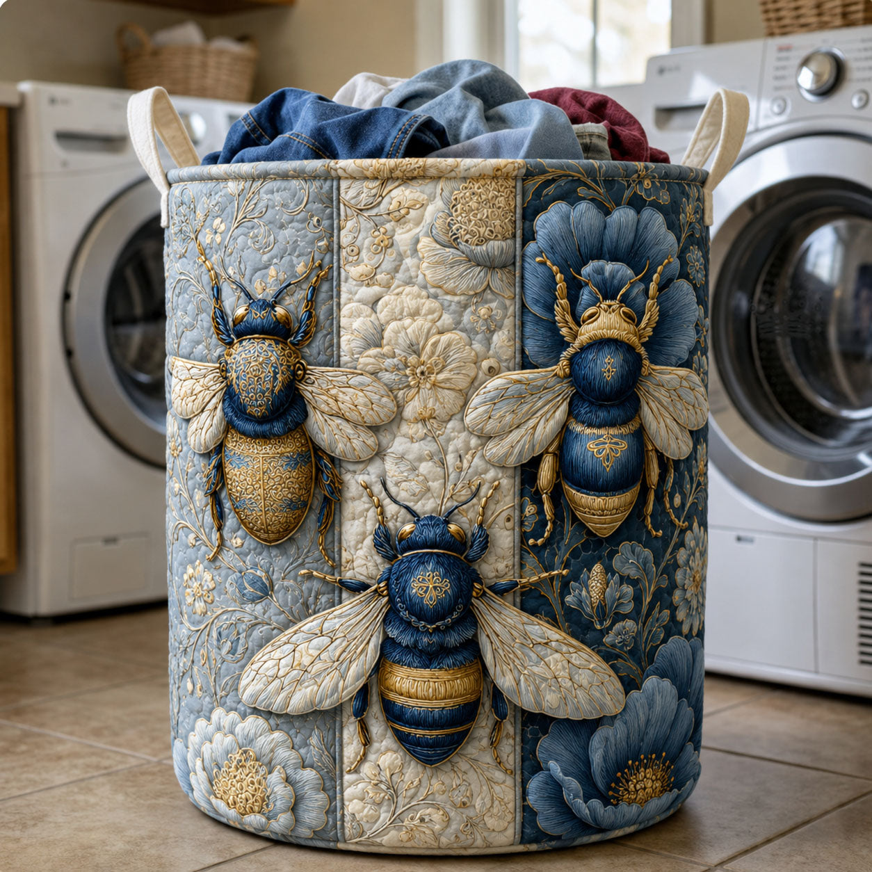 Bee Garden Quilted Laundry Basket Bee Lover Storage Basket Best Decor Gift