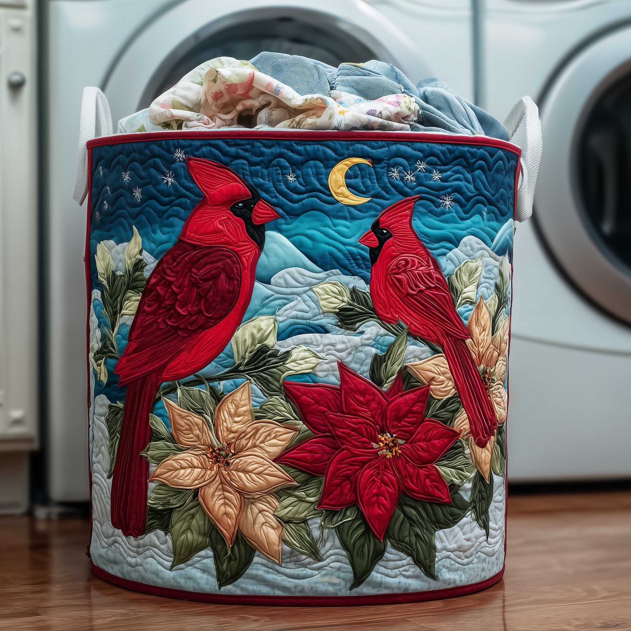 Cardinal Winter Quilted Laundry Basket Cardinal Lover Storage Basket Cool Room Decor