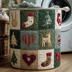 Christmas Patchwork Quilted Laundry Basket Christmas Deer Laundry Hamper Ideas Gift