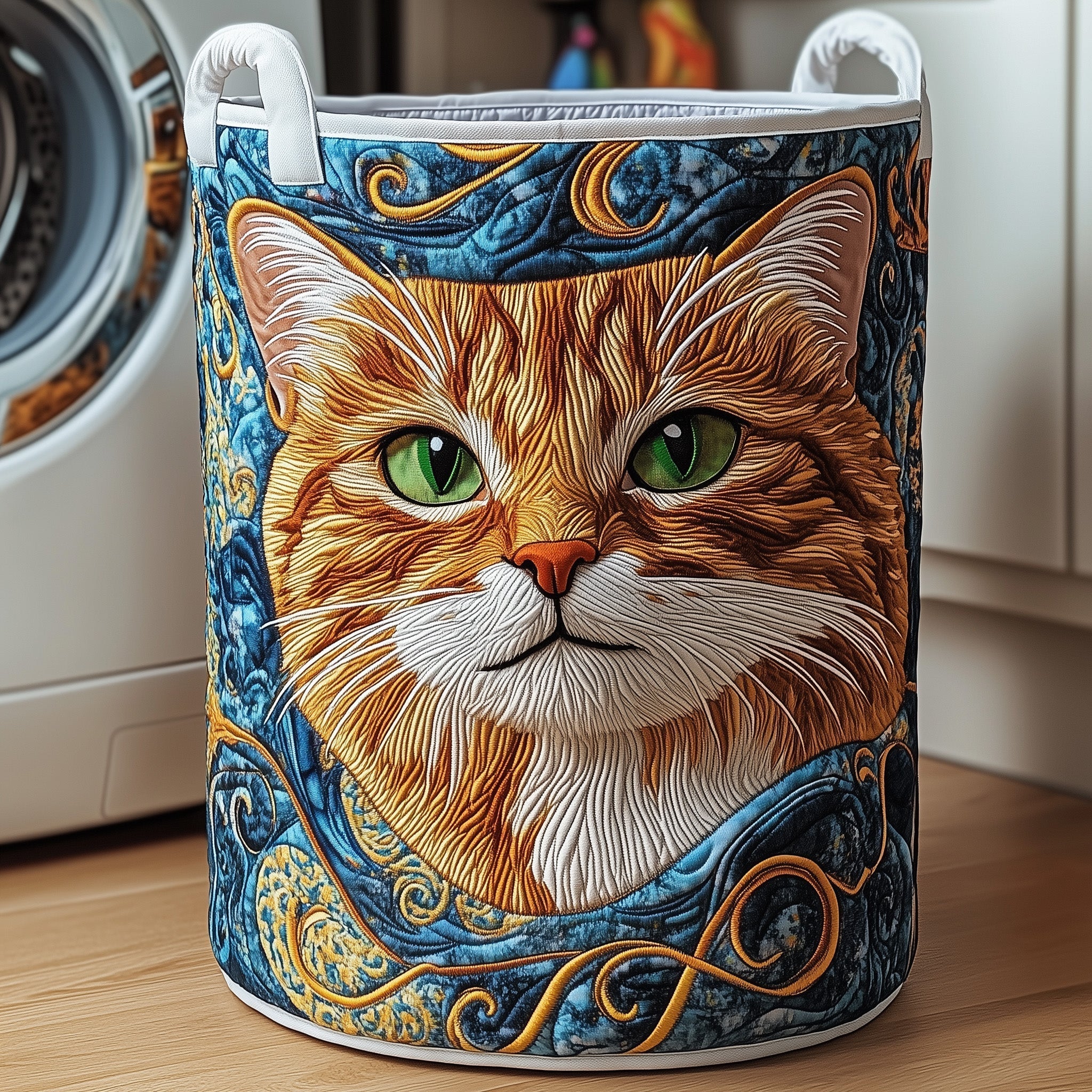 Feline Majesty Quilted Laundry Basket Cat Laundry Bin Present For New Home