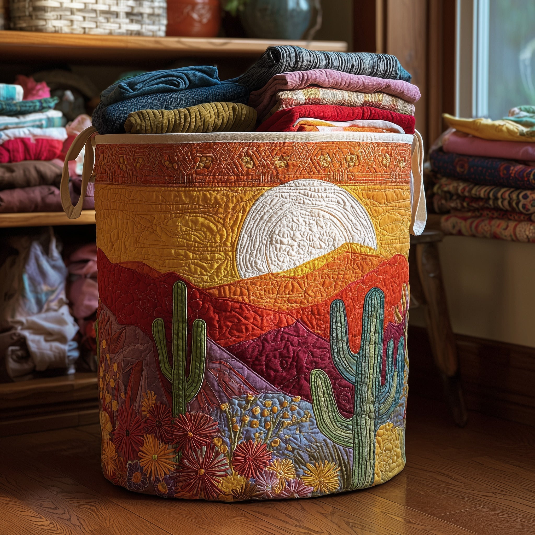 Desert Sunset Quilt Quilted Laundry Basket Desert Sunset Clothes Hamper New Home Ideas
