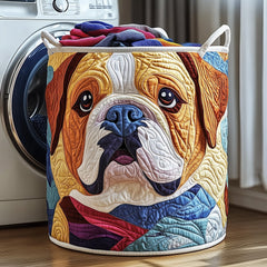 Bulldog Art Quilted Laundry Basket Bulldog Lover Laundry Bin Gift For Home Decor