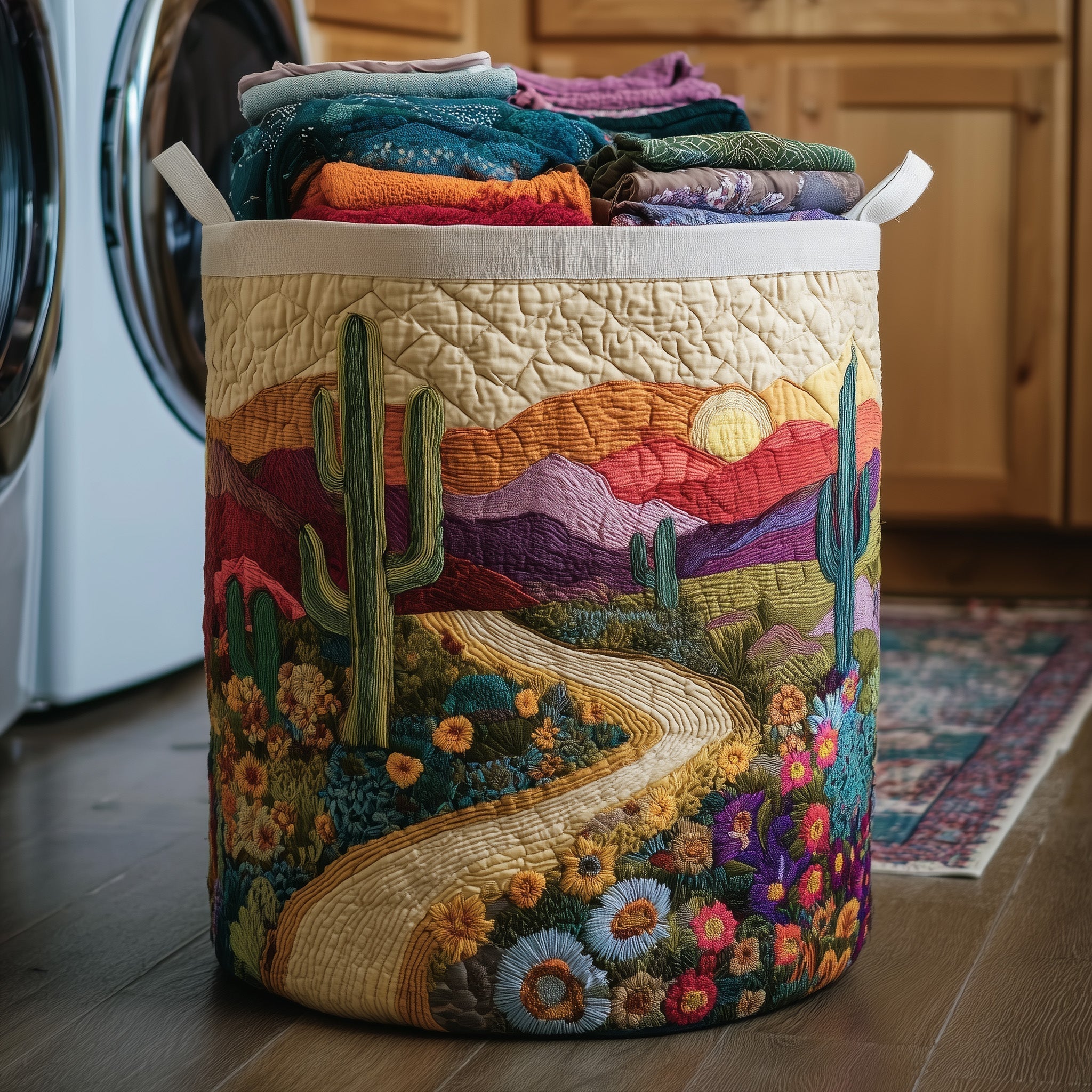 Desert Sunset Quilt Quilted Laundry Basket Desert Lands Storage Basket Home Decor Gift