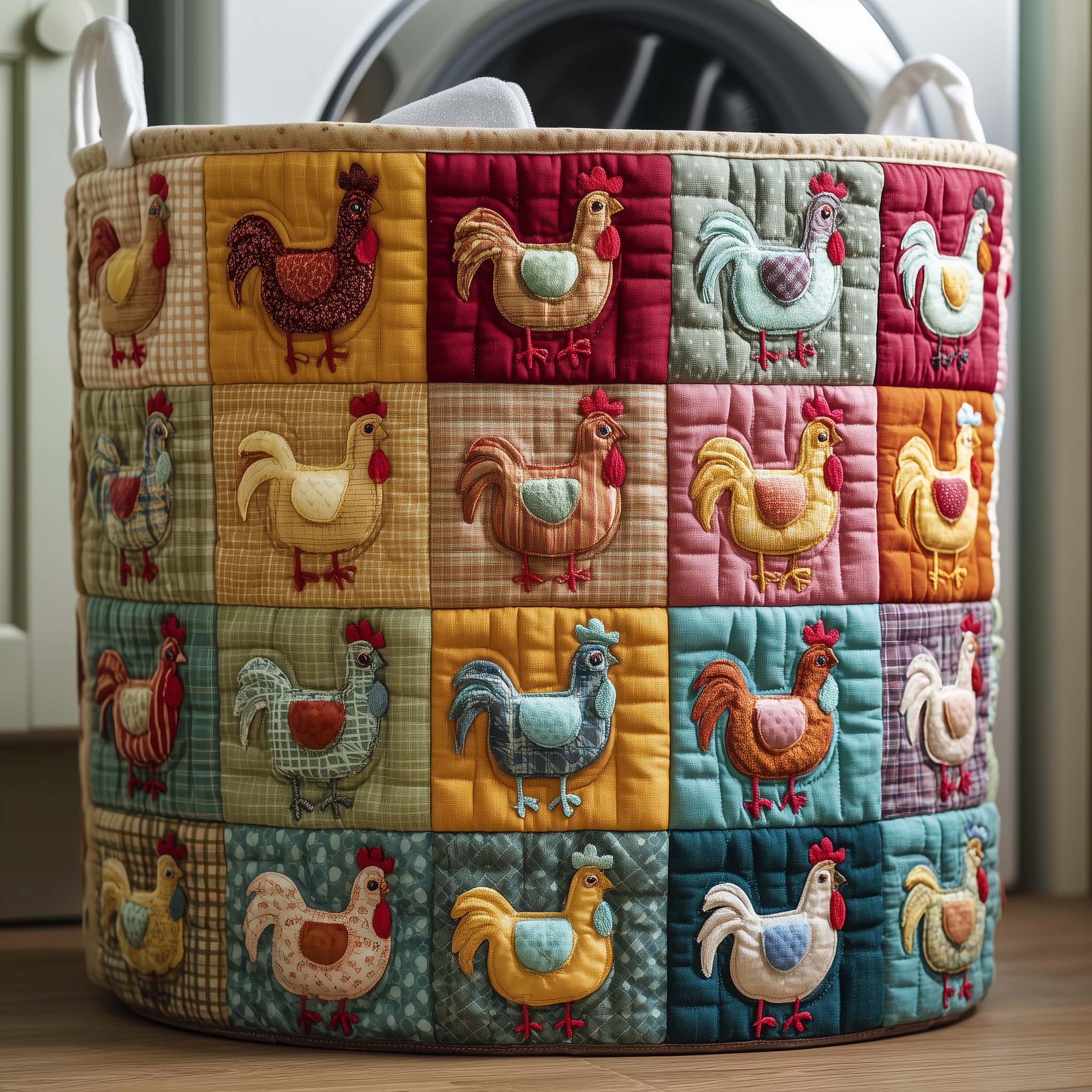 Chicken Patchwork Quilted Laundry Basket Chicken Lover Laundry Bin Room Decor Ideas