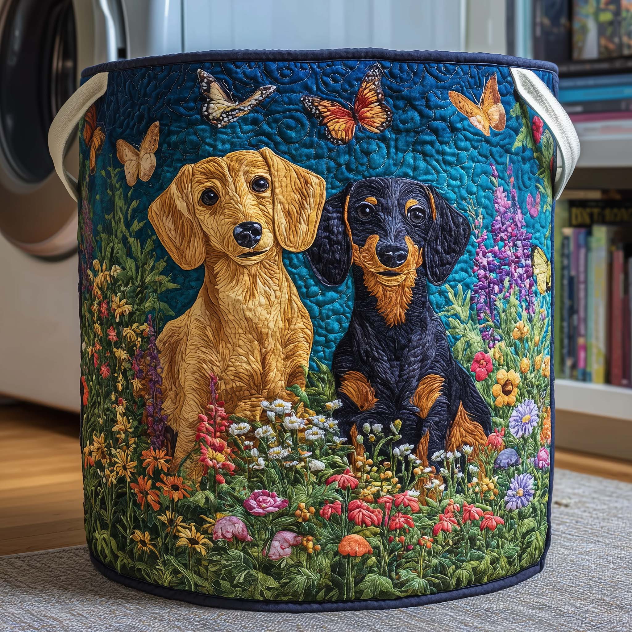 Dachshund Garden Quilted Laundry Basket Dachshund Lover Storage Basket Ideas Gift
