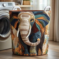 Elephant Patchwork Quilted Laundry Basket Elephant Lover Hamper Cool Gift