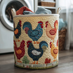 Chicken Patchwork Quilted Laundry Basket Chicken Lover Laundry Bin Gift For Cozy Spaces