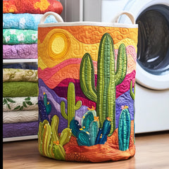 Desert Sunset Quilted Laundry Basket Cactus Garden Laundry Hamper Home Gifts For Sister