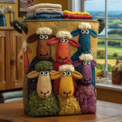 Crazy Sheep Quilted Laundry Basket Sheep Lover Clothes Hamper Gift For Home Decor