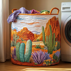 Desert Landscape Quilted Laundry Basket Cactus Desert Clothes Hamper Gift For Her Room Decor