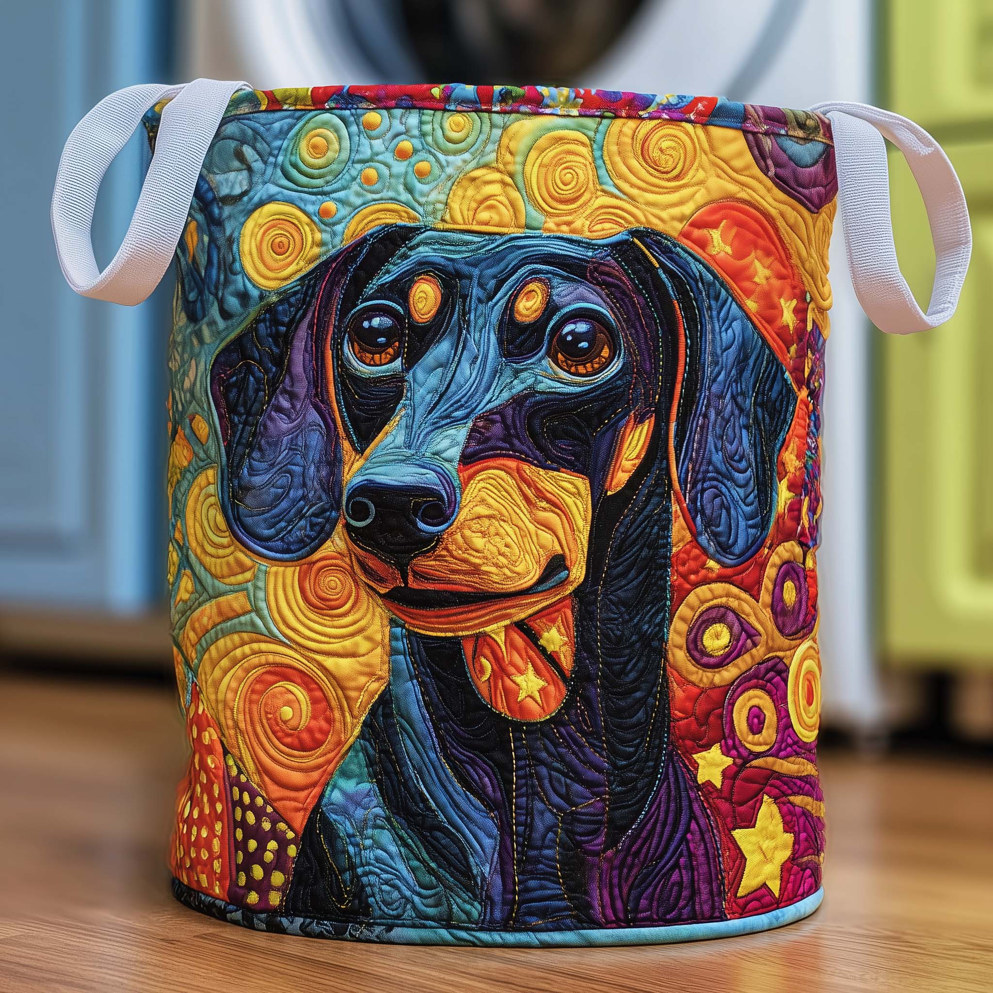 Dachshund Art Quilted Laundry Basket Dachshund Lover Storage Basket Present For Mom Home Decor