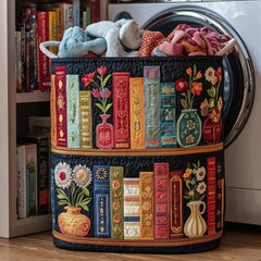 Bookish Blooms Quilted Laundry Basket Floral Bookshelf Clothes Hamper Presents For New Home