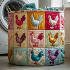 Chicken Patchwork Quilted Laundry Basket Chicken Lover Laundry Hamper Unique Gift