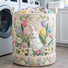 Easter Bunny Garden Quilted Laundry Basket Bunny Easter Eggs Hamper Presents For New Home