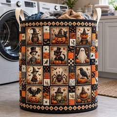 Halloween Patchwork Quilted Laundry Basket Spooky Night Laundry Bin Room Gift