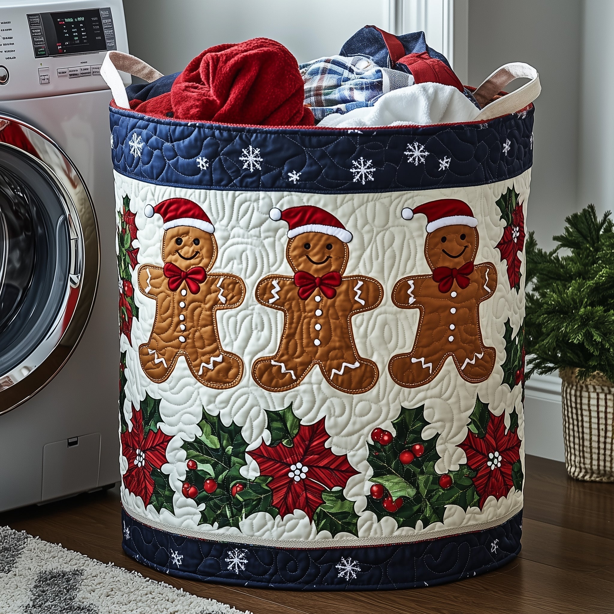 Gingerbread Christmas Quilted Laundry Basket Gingerbread Man Clothes Hamper Room Decor Ideas