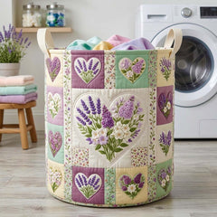 Lavender Heart Garden Quilted Laundry Basket Heart Patchwork Laundry Bin Room Decor Ideas