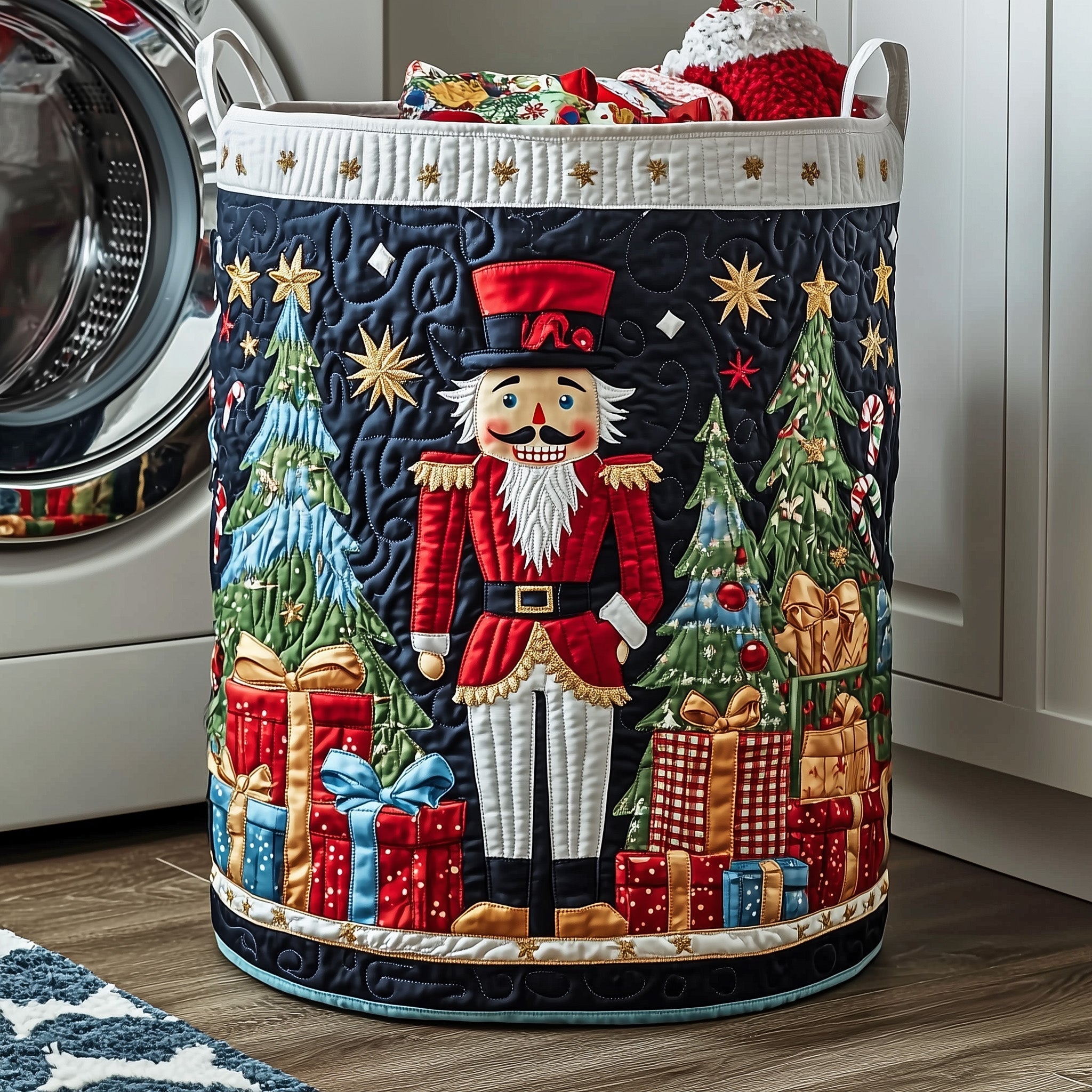 Nutcracker Christmas Quilted Laundry Basket Nutcracker Holiday Clothes Hamper Unique Decor Gift