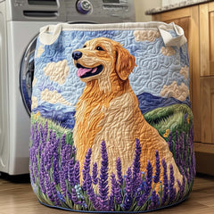 Golden Retriever Lavender Quilted Laundry Basket Wildflower Lavender Laundry Bin Room Gift