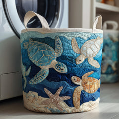 Ocean Turtle Quilted Laundry Basket Turtle Lover Laundry Bin Unique Gift