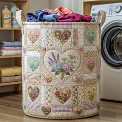 Floral Heart Patchwork Quilted Laundry Basket Floral Hearts Storage Basket Home Decor Gifts