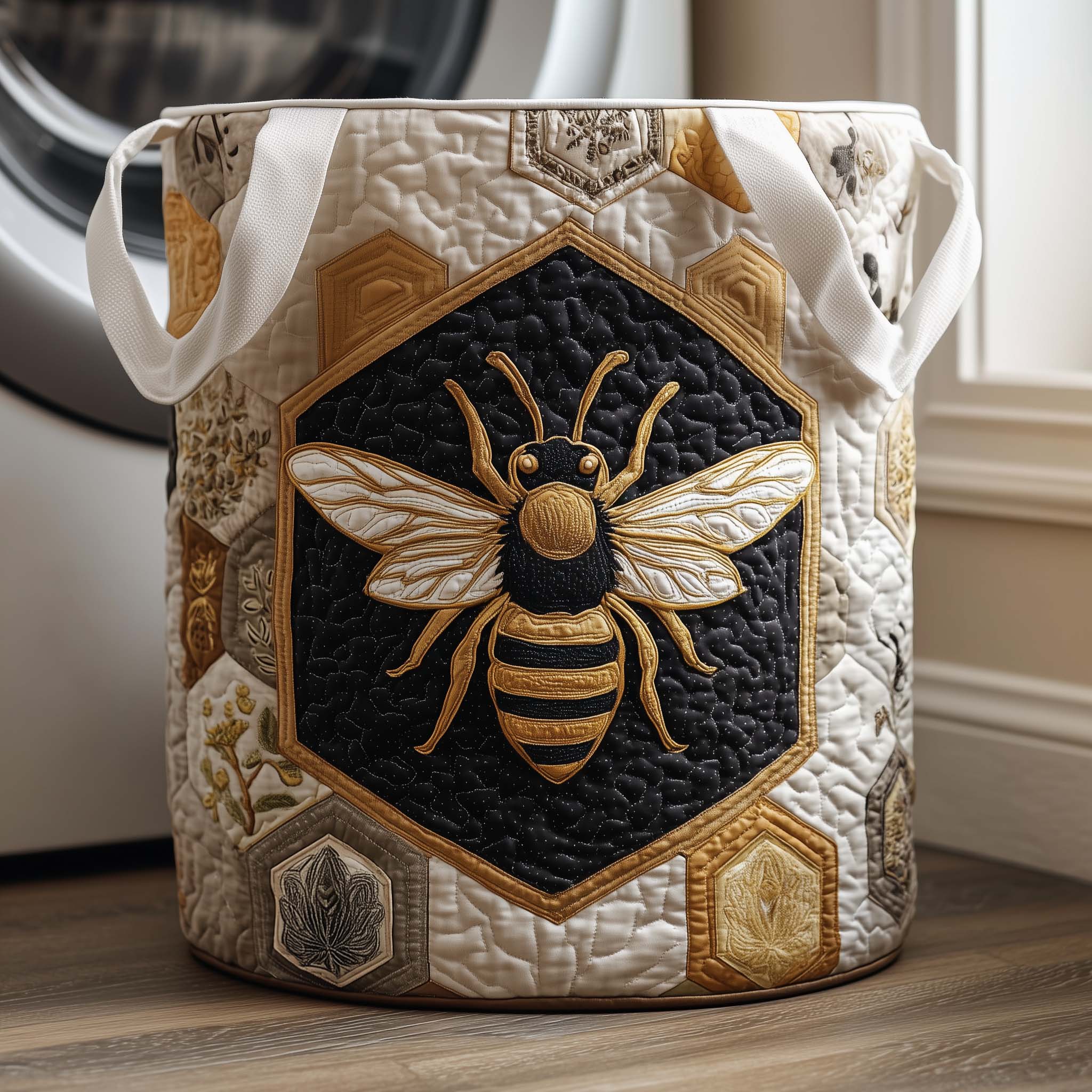 Golden Bee Quilted Laundry Basket Bee Lover Laundry Bin Home Gifts For Wife