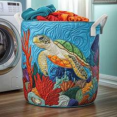 Oceanic Turtle Quilted Laundry Basket Turtle Lover Laundry Hamper Home Gifts For Mom