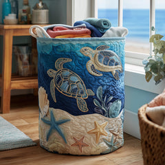 Ocean Turtle Quilted Laundry Basket Turtle Lover Laundry Hamper Best Home Decor Gifts