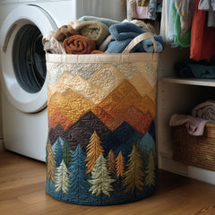 Mountain Landscape Quilted Laundry Basket Mountain Trees Hamper Cool Gift