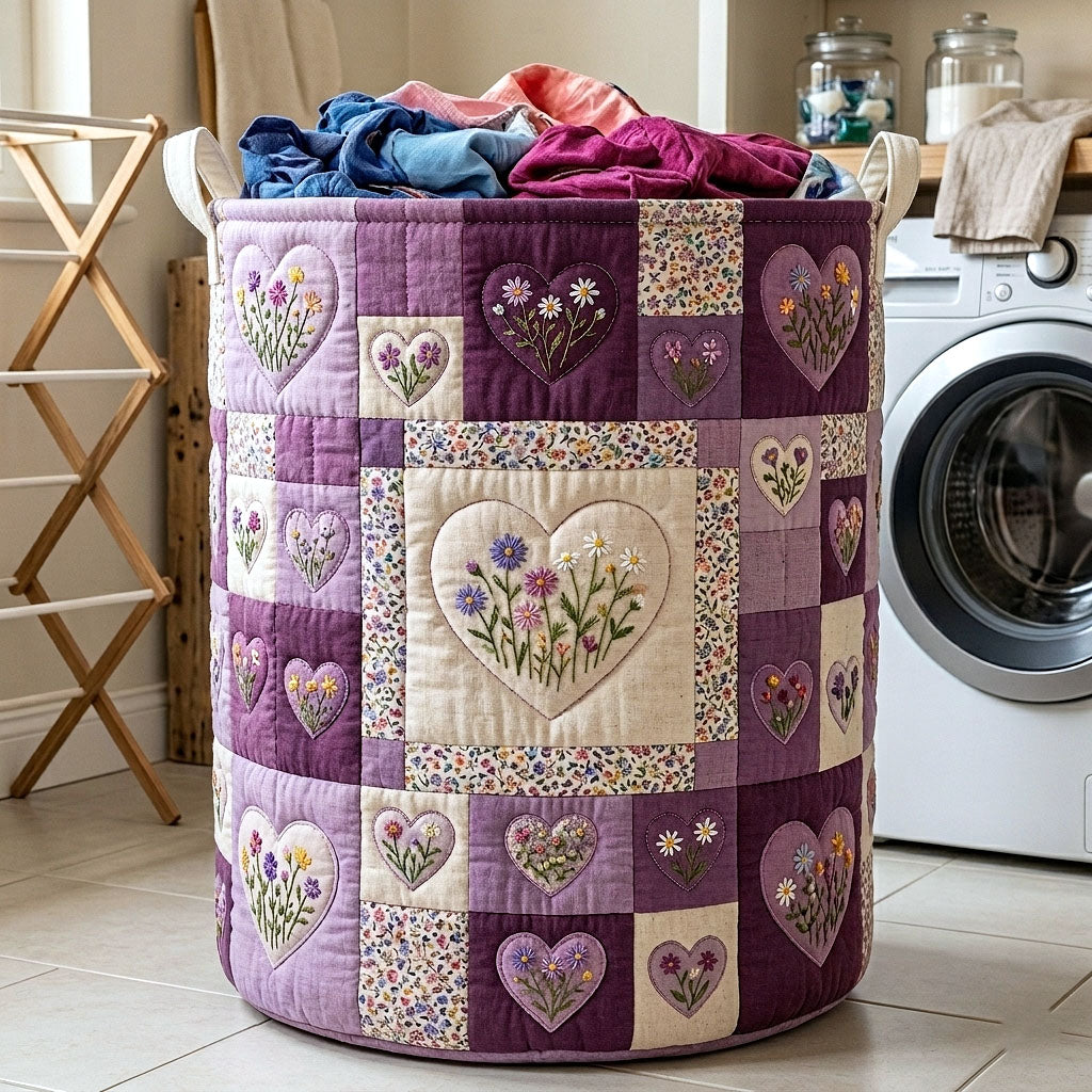 Heart Garden Quilted Laundry Basket Heart Patchwork Laundry Bin Cute Room Decor Finds