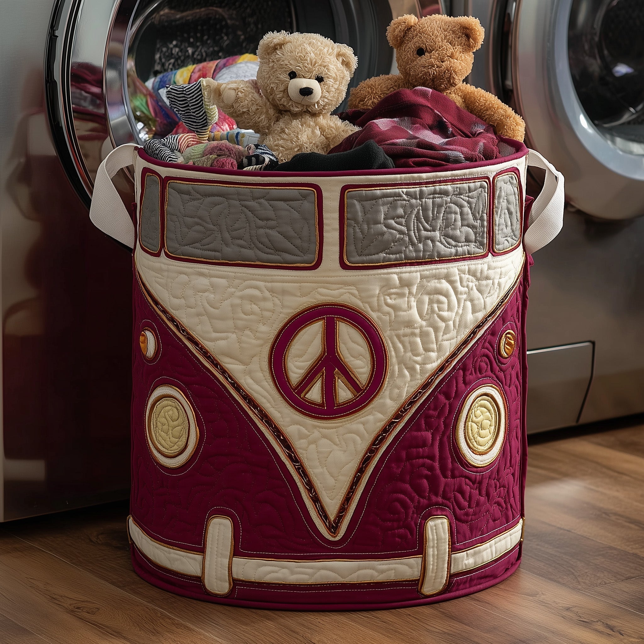 Peace Van Quilted Laundry Basket Camper Van Laundry Bin Present For Mom Home Decor