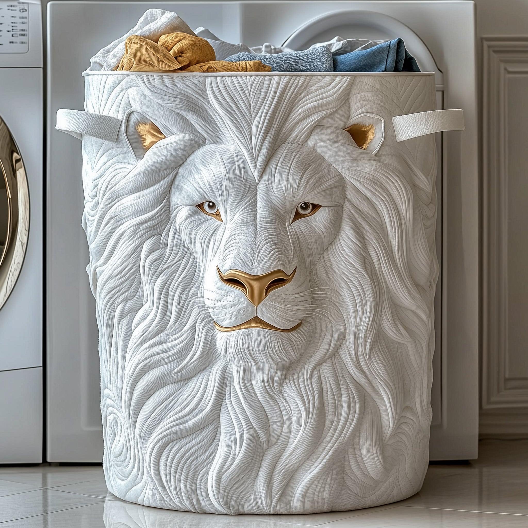 Majestic Lion Quilted Laundry Basket Lion Lover Laundry Hamper Cozy Room Decor For Grandma