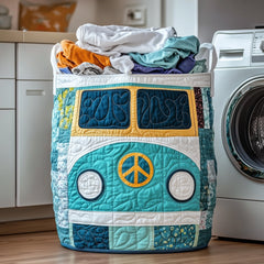Peace Bus Quilted Laundry Basket Peace Bus Hamper Cute Room Decor Gifts For Sister