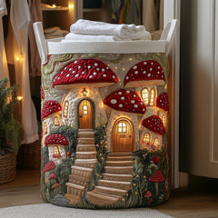 Mushroom Village Quilted Laundry Basket Mushroom Houses Hamper Best Home Decor Gifts