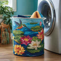 Hummingbird Lily Pond Quilted Laundry Basket Hummingbird Lover Laundry Hamper Best Decor Gift