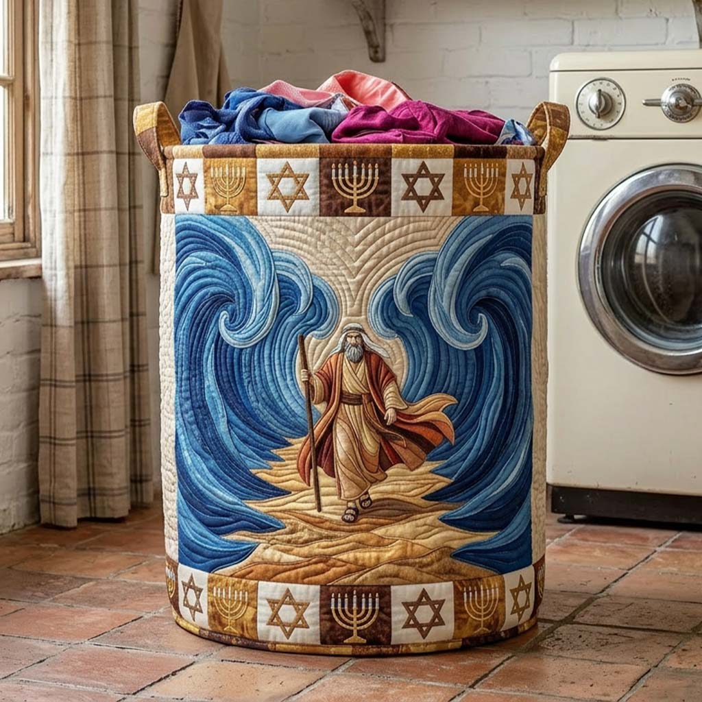 Moses Parting Seas Quilted Laundry Basket Parting Of The Red Sea Storage Basket Birthday Gift