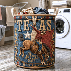 Texas Rodeo Lone Star State Quilted Laundry Basket Cowboy Horse Laundry Hamper Best Gifts