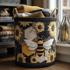 Sunflower Bee Quilted Laundry Basket Bee Sunflower Hamper Best Home Gifts For Mom