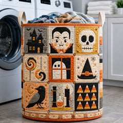 Spooky Halloween Quilt Quilted Laundry Basket Vampire Halloween Laundry Bin Home Gifts For Her