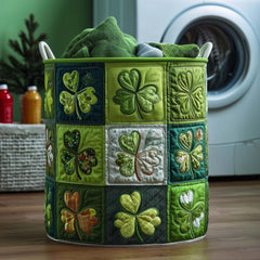 Shamrock Patchwork Quilted Laundry Basket Shamrock Laundry Storage Basket Trendy Gift