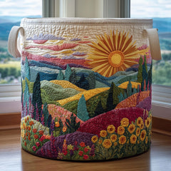 Sunrise Landscape Quilted Laundry Basket Floral Hills Laundry Bin Home Gift
