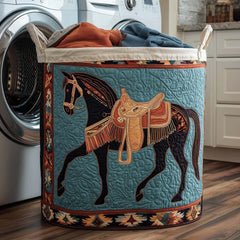 Western Horse Quilted Laundry Basket Horse Lover Hamper Great Housewarming Gift Ideas