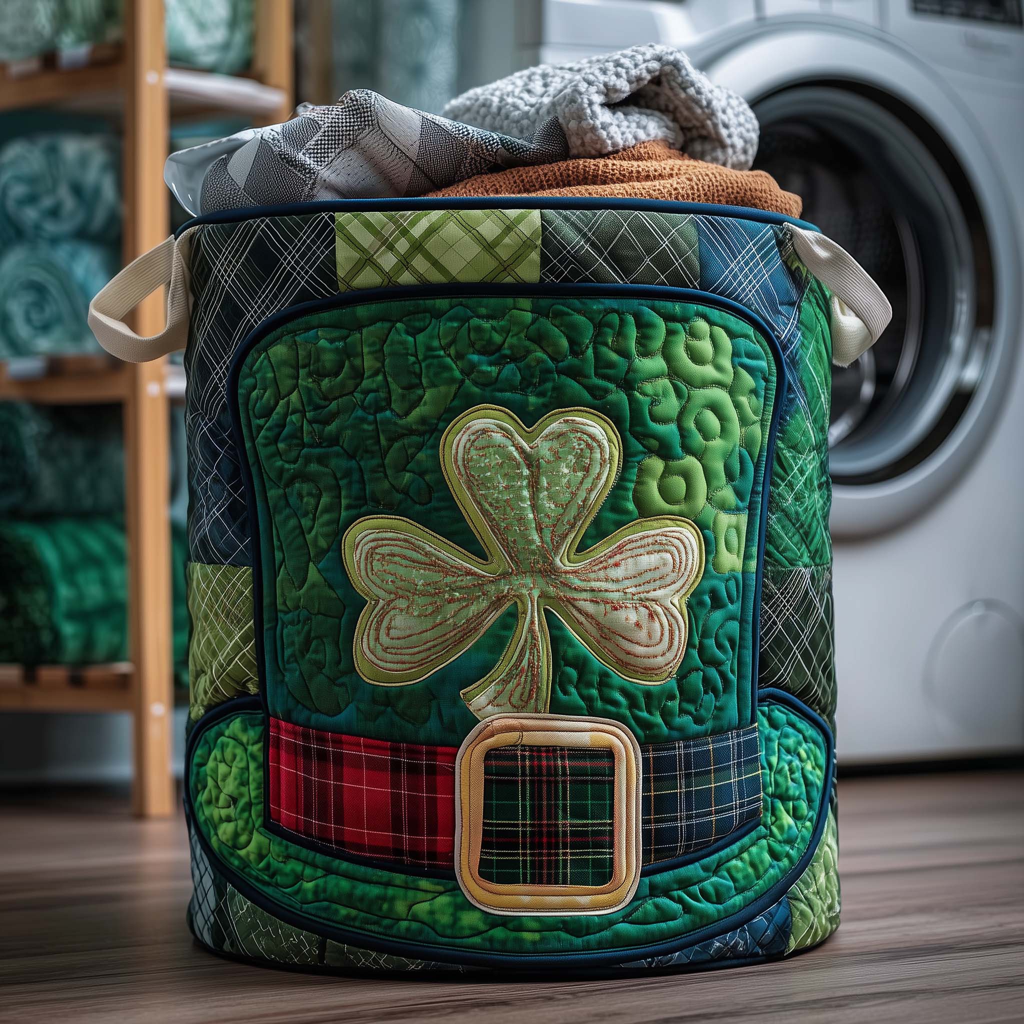 Shamrock Hat Quilted Laundry Basket Shamrock Hat Hamper Gift For Room Decor