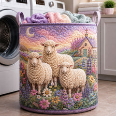 Sheep Meadow Quilted Laundry Basket Sheep Lover Hamper Great Home Decor Finds