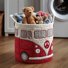 Retro Camper Van Quilted Laundry Basket Vintage Camper Van Storage Clothes Hamper Gifts